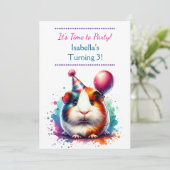 Cute Guinea Pig Themed Girl's Birthday Party 招待状 (スタンド正面)