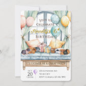 Cute Guinea Pig Watercolor Birthday Party 招待状 (正面)