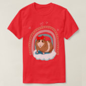 Cute guinea pig with bow and boho rainbow gift tシャツ (デザイン正面)