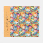 Cute guinea pigs pattern script name フリースブランケット (正面(横))