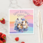 Cute Guinea Pigs Pet Animals Happy Birthday スタンダードランチョンナプキン (インサイチュ)