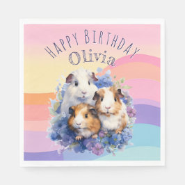 Cute Guinea Pigs Pet Animals Happy Birthday スタンダードランチョンナプキン
