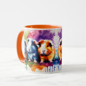 Cute guinea pigs with splashes of color マグカップ (正面左)