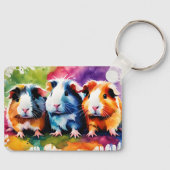 Cute guinea pigs with splashes of color, custom キーホルダー (正面)