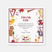 Cute Guitar Musical Baby Shower Thank You  スタンダードカクテルナプキン (正面)