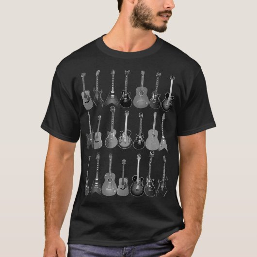 Cute Guitar Rock N Roll Musical Instruments Tシャツ (正面)