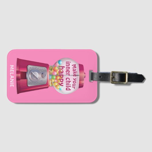 Cute Gumball Machine Inner Child Quote Name ラゲッジタグ (正面横)