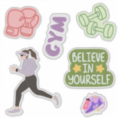 Cute Gym Girl Fitness Motivation シール (正面)