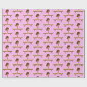 Cute Gymnastics Girl Custom Kids Face Photo ラッピングペーパー (フラット)