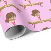 Cute Gymnastics Girl Custom Kids Face Photo ラッピングペーパー (ロールコーナー)