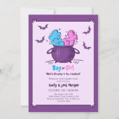 Cute Halloween Baby Is Brewing Gender Reveal 招待状 (正面)