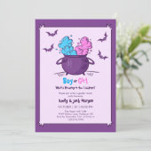 Cute Halloween Baby Is Brewing Gender Reveal 招待状 (スタンド正面)