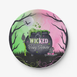 Cute Halloween Baby Shower Witch Plates ペーパープレート