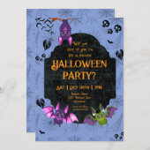 Cute Halloween Bat 1 Party 招待状 (正面/裏面)