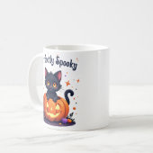 Cute halloween black cat pumpkin mug コーヒーマグカップ (正面左)