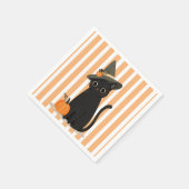 Cute Halloween Black Cat with Witch Hat Pumpkin スタンダードカクテルナプキン (角)