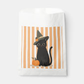 Cute Halloween Black Cat with Witch Hat Pumpkin フェイバーバッグ (正面)