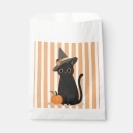 Cute Halloween Black Cat with Witch Hat Pumpkin フェイバーバッグ