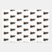 Cute Halloween Black Cat with Witch Hat Pumpkin ラッピングペーパーシート (正面3)