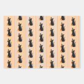 Cute Halloween Black Cat with Witch Hat Pumpkin ラッピングペーパーシート (正面)