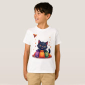 Cute halloween black kitten t-shirt tシャツ (正面フル)