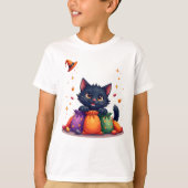 Cute halloween black kitten t-shirt tシャツ (正面)