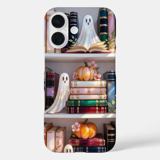 Cute Halloween Bookshelf Phone Case Ghost Pumpkin  Case-Mate iPhoneケース (裏面)
