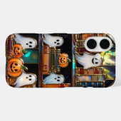 Cute Halloween Bookshelf Phone Case Pumpkin Ghost Case-Mate iPhoneケース (裏面 (横))