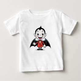 Cute Halloween Cartoon Vampire Character in Red ベビーTシャツ