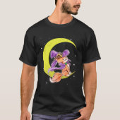 Cute Halloween Cat Costume Witch Hat and Moon Tシャツ (正面)