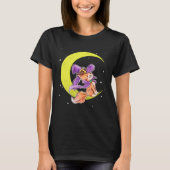Cute Halloween Cat Costume Witch Hat and Moon Tシャツ (正面)