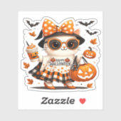 Cute Halloween Cat � Kawaii Witch Kitty with Pumpk シール (シート)