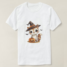 Cute Halloween Cat with Pumpkin Tシャツ