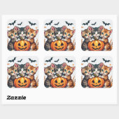Cute Halloween Cats and Pumpkin fal Vinyl Sticker  スクエアシール (シート)