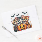 Cute Halloween Cats and Pumpkin fal Vinyl Sticker  スクエアシール (封筒)