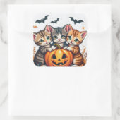 Cute Halloween Cats and Pumpkin fal Vinyl Sticker  スクエアシール (バッグ)