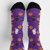 Cute Halloween Cats and Pumpkins Pattern Socks  ソックス (上部)