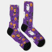 Cute Halloween Cats and Pumpkins Pattern Socks  ソックス (右)