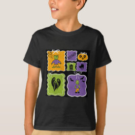 Cute Halloween Characters Frankenstein and Zombie Tシャツ