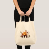 Cute Halloween Chef with Pumpkin & Ghosts トートバッグ (正面(商品))