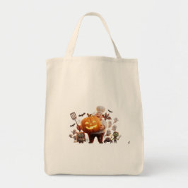 Cute Halloween Chef with Pumpkin & Ghosts トートバッグ