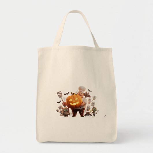 Cute Halloween Chef with Pumpkin & Ghosts トートバッグ (正面)