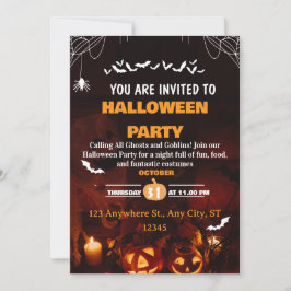 Cute Halloween Costume Party Invitation Card 招待状