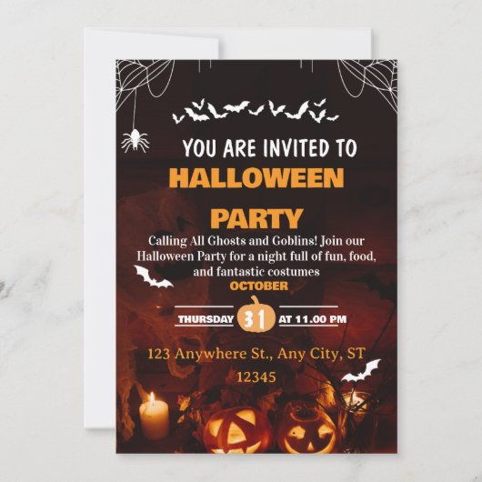 Cute Halloween Costume Party Invitation Card 招待状 (正面)