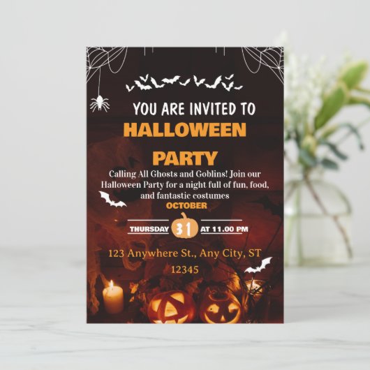 Cute Halloween Costume Party Invitation Card 招待状 (スタンド正面)
