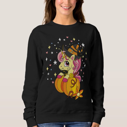 Cute Halloween Costume Witchy Unicorn Halloween スウェットシャツ (正面)