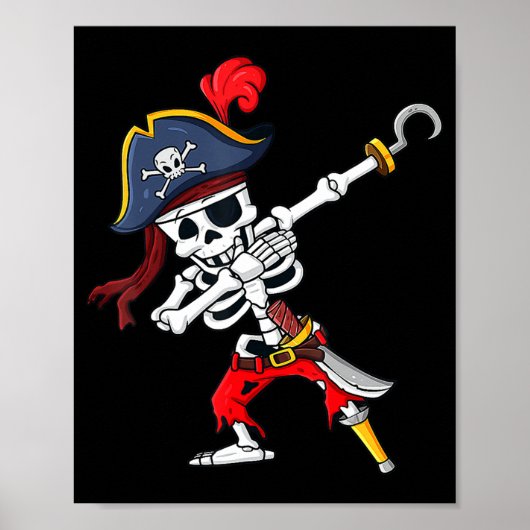 Cute Halloween Dabbing Pirate Skeleton Fun  ポスター (正面)
