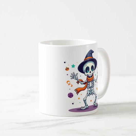 Cute halloween dancing skeleton mug コーヒーマグカップ (正面右)