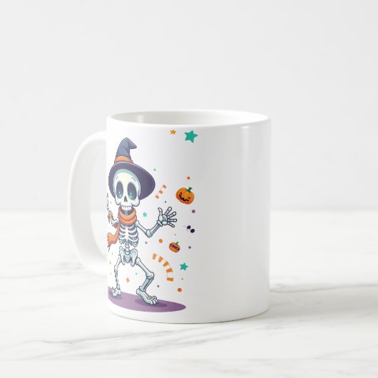 Cute halloween dancing skeleton mug コーヒーマグカップ (正面左)
