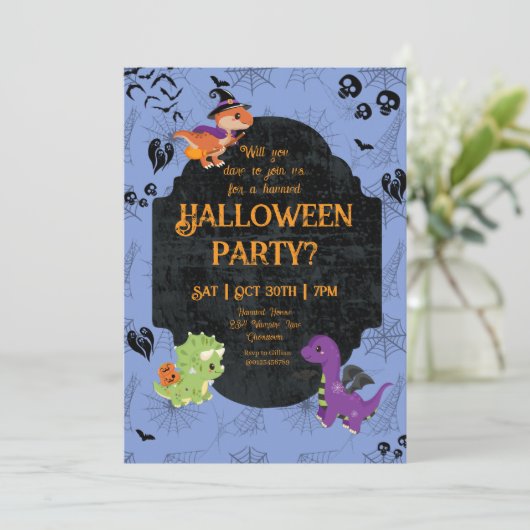 Cute Halloween Dino 2 Party 招待状 (スタンド正面)